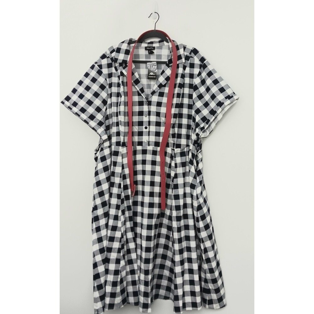 Torrid Retro Chic Dress Women's Size 30 Midi Poplin Swing Gingham Rockabilly - Picture 1 of 16